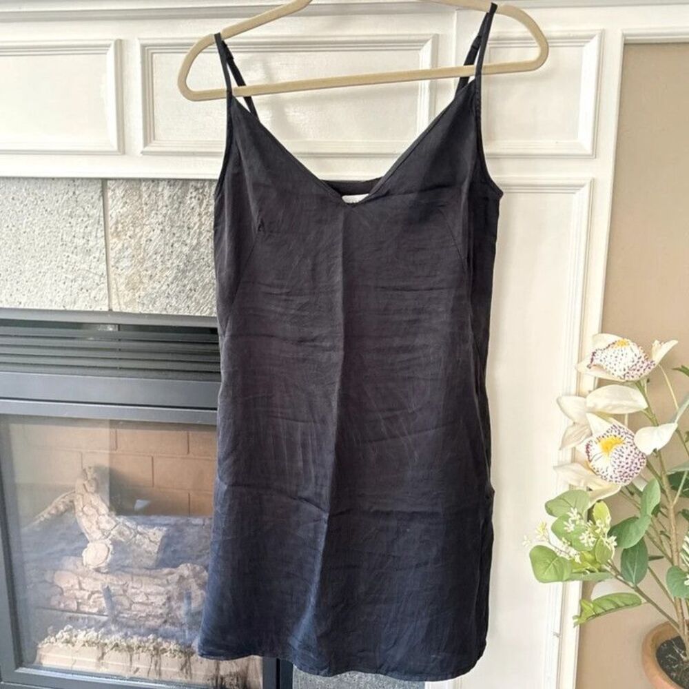 Ettitude Sateen Cami Black Onyx Bamboo Lyocell Adjustable Strap Sleep Tank S